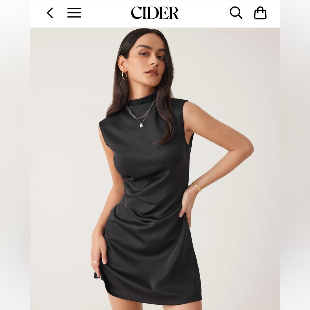 Mock Neck Sleeveless Ruched Mini Dress - XL